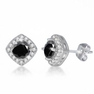 NEW BLACK MOISSANITE STUD EARRINGS